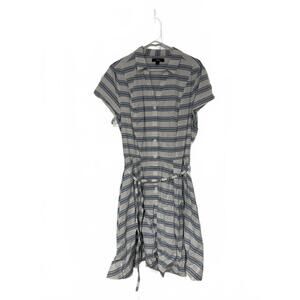 Ellos Women's Striped Button-Front Dress with Waist Tie, Size 1X